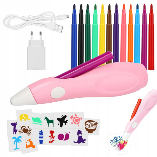 ELEKTRICKÝ ZNAČOVAČ AEROGRAPH BALLPOINT UMELECKÁ SADA S 12 NÁPLŇAMI